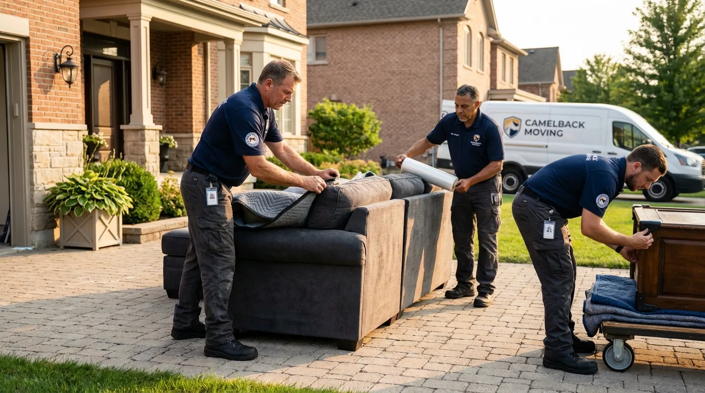 Large estate moving crew wrapping furniture in Independence, MO