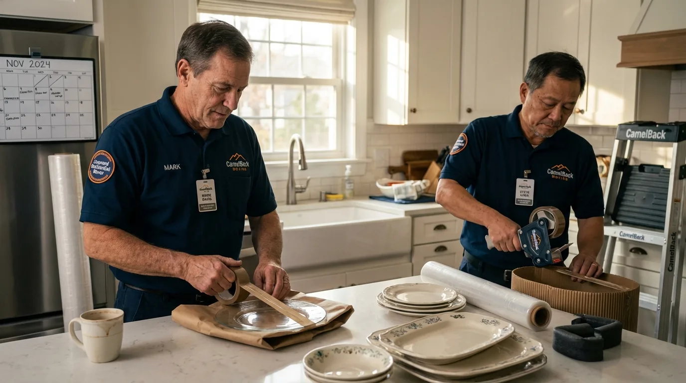 Professional crew packing kitchen dishware in Independence, MO